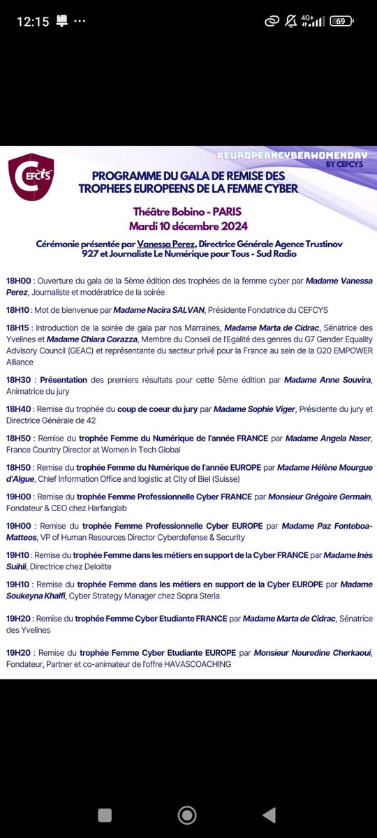 CEFCYS_Officiel's tweet photo. 📣 J-2 pour découvrir les lauréates de la 5ème édition des Trophées Européens de la Femme Cyber #ECWD ! 🏆
Découvrez le programme et suivez en direct la cérémonie :
👉 https://t.co/BDClB9qXR0
✅ Suivez le live sur LinkedIn et X pour connaitre chaque gagnante en direct https://t.co/hFO12dYZEa