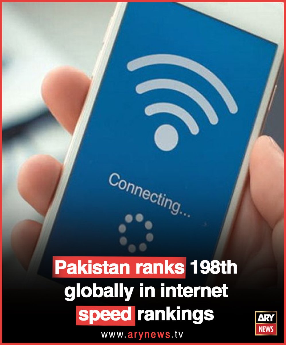 ARYNEWSOFFICIAL's tweet image. Pakistan ranks 198th globally in internet speed rankings

More details: arynews.tv/pakistan-ranks…

#ARYNews