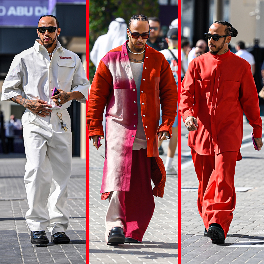 Lewis Hamilton's outfit choices this weekend... the transition from Mercedes to Ferrari is complete 🤍❤️