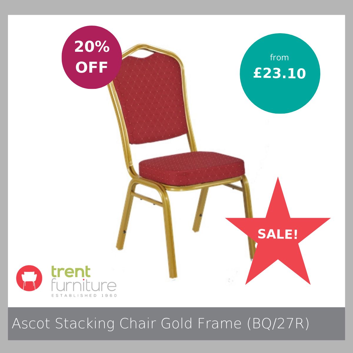TrentFurniture's tweet image. The pre-upholstered Ascot Stacking Chair is ready to race to your venue in time for Christmas. Currently available with 20% off, it comes in a choice of frames and upholstery and is stackable up to 10 high. Find out more bit.ly/41g2gJB
#stackingchair #eventfurniture