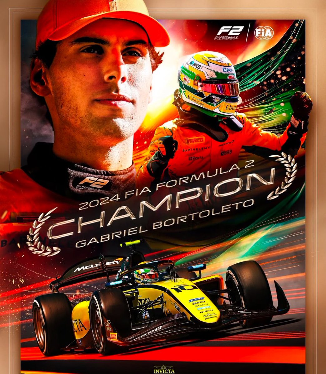 franciscoffc's tweet photo. PARABÉNS CAMPEÃO! 
GABRIEL BORTOLETO CAMPEÃO MUNDIAL DE F2!
Rumo a Fórmula 1

@F1 @f2 @McLarenF1 @stakef1team_ks 

#f1 #f2 #gabrielbortoleto #campeao #f2champion #Brasil #invicta #mclarenF1 #mclaren #sauberaudi https://t.co/4W53col34L