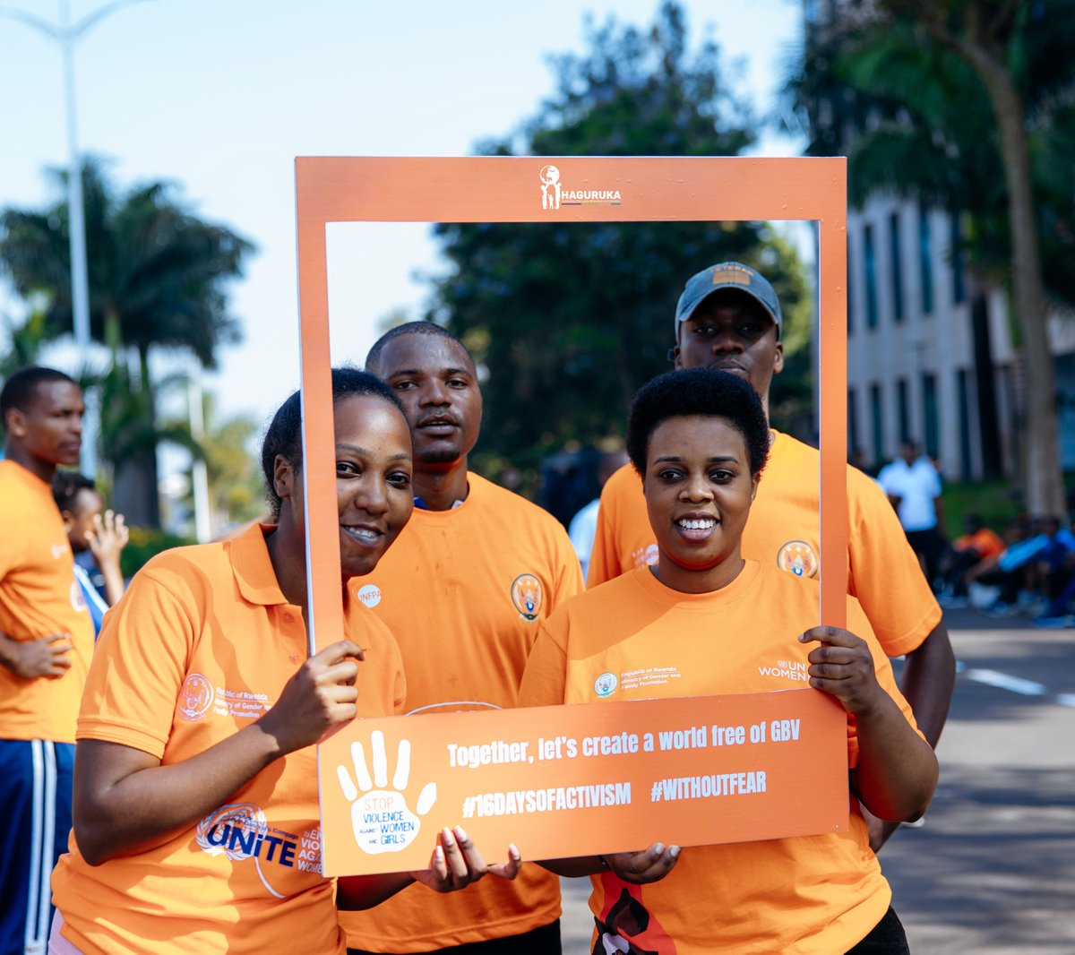 haguruka_ngo's tweet photo. Today, we joined @RwandaGender, @CityofKigali, and other organizations for #CarFreeDay supporting the #16DaysOfActivism against #GBV. We promoted healthy lifestyles and reinforced the importance of building violence-free families. Let's harness the power of all sectors of society to mobilise attention, action, and commitment to ending GBV.  #EndOnlineGBV #RwanyaIhohotera