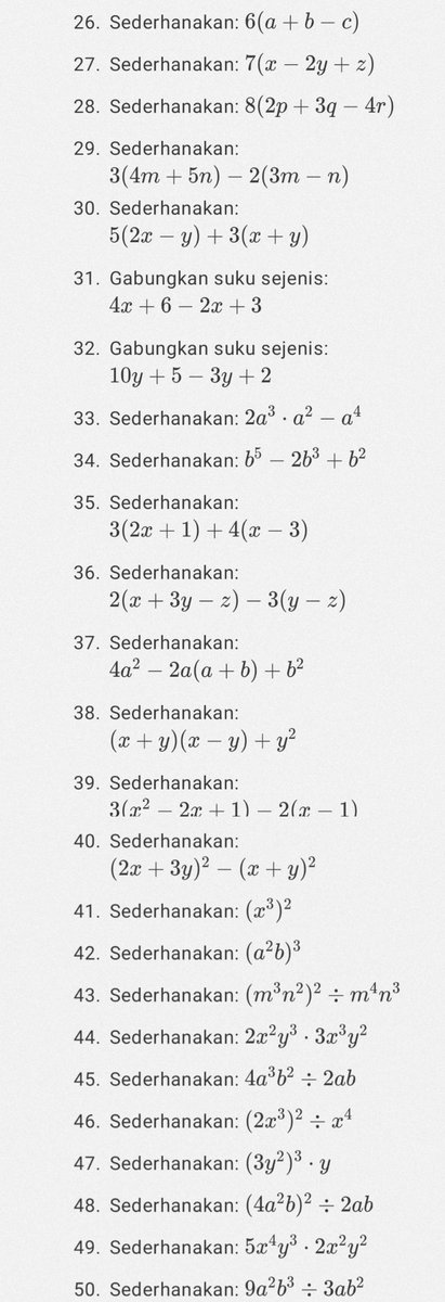mayambiss's tweet photo. 📚 100 SOAL MENYEDERHANAKAN ALJABAR

latihan menghitung yukk!!!
seberapa cepat dan tepat kamu??

pembahasan menyusul yaa

bolee share jawaban kamu
kalo udah ngerjain 🫶🏻

klik #MAYEDU for more 🙌🏻
#studytwt #snbt2025 #matdas #ambisverse https://t.co/G36NKx8WWq