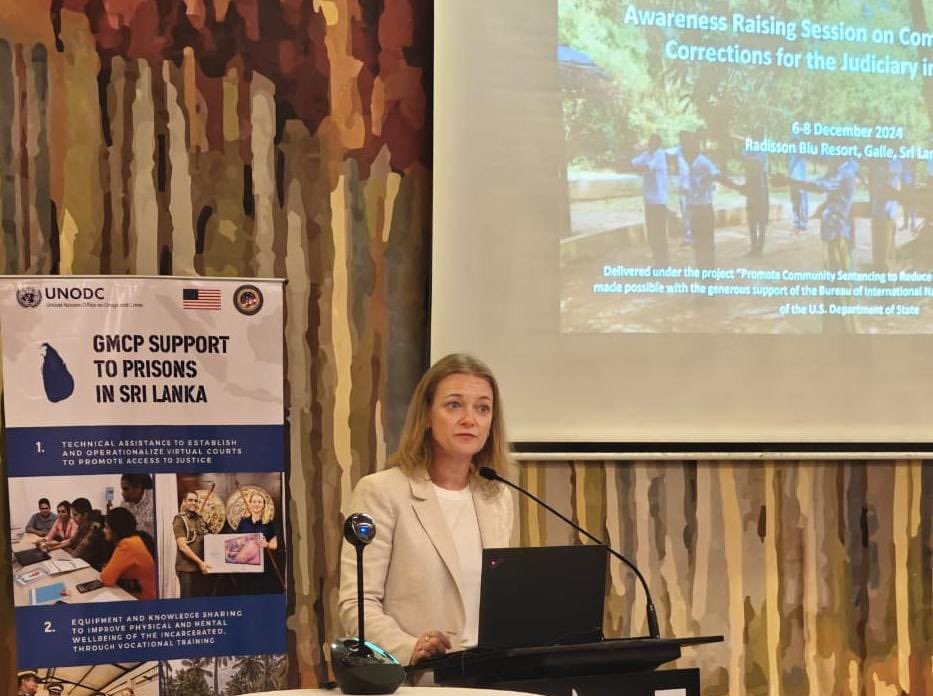 UNODC_BMB's tweet photo. Imprisonment should be considered a last resort.  @UNODC_MCP commenced the 1️⃣st in a series of Awareness Raising Sessions for the Judiciary in #SriLanka 🇱🇰 on Non-custodial measures including community-based corrections &amp; #TokyoRules. Funded by @StateINL🇺🇸 #PrisonReform https://t.co/MmGvkQoGLk