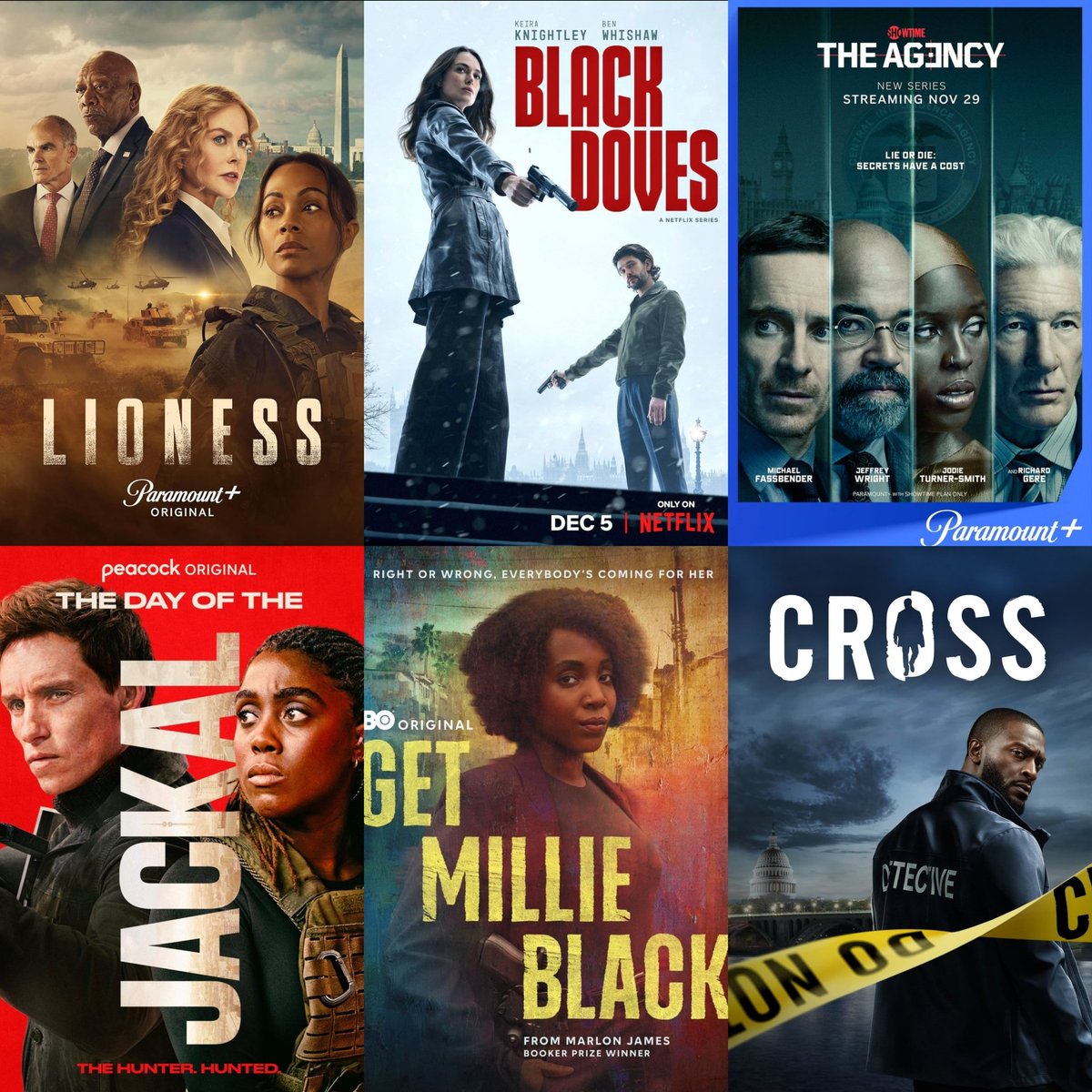 KongoZande's tweet photo. I tell ya, this might be the best 2 months stretch of TV I've seen in a while. If you haven't watched any of these yet, tap in, you won't regret it. #lioness • #BlackDoves • #TheAgency • #TheDayOfTheJackal • #GetMillieBlack • #CrossOnPrime https://t.co/I5BTl2xIsD