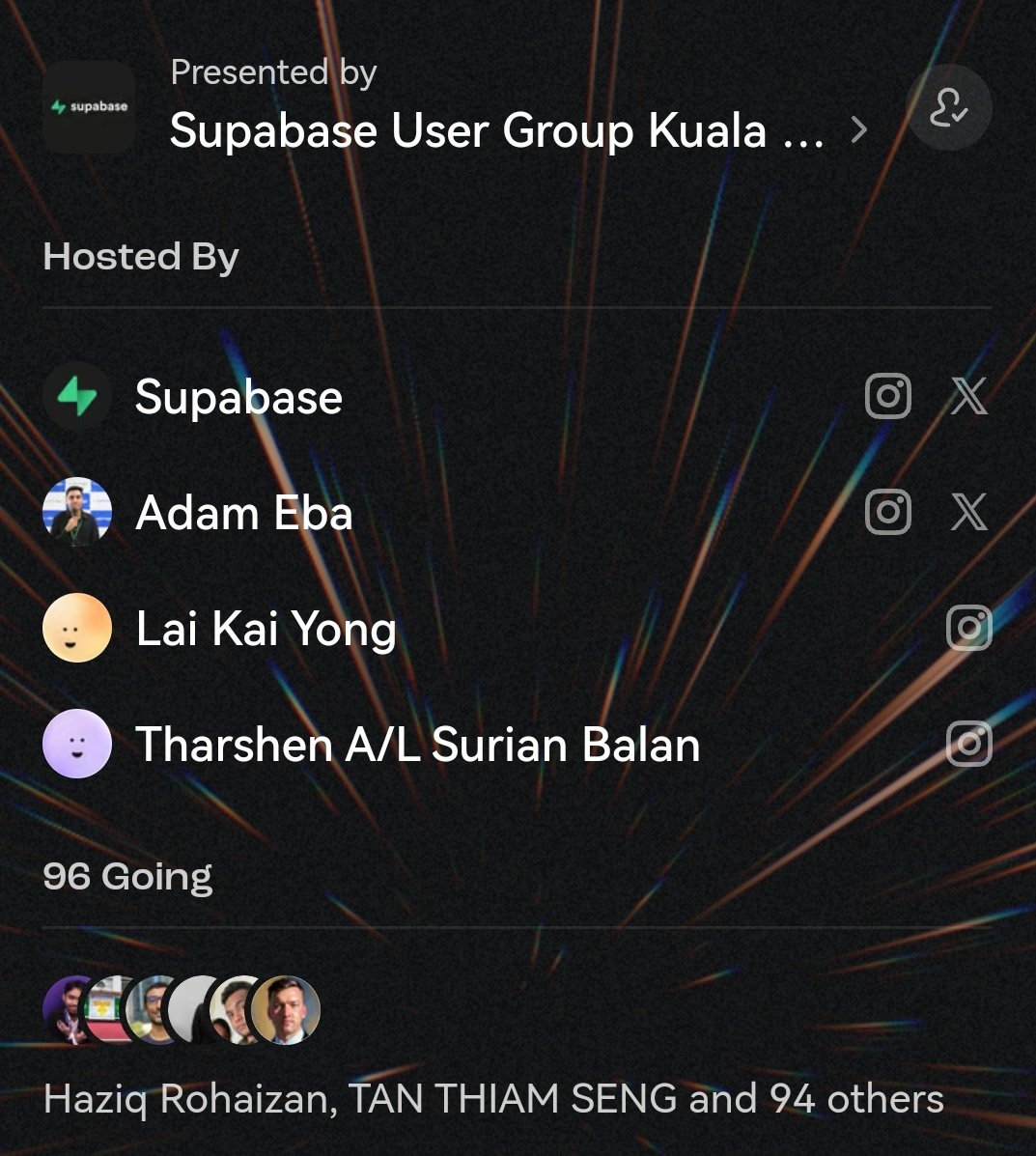 _weihup's tweet image. 96 people signed up! Malaysia Tech community, web 2 or web 3!

Come join for first supabase meetup happening in Kuala Lumpur, Xendit 😎