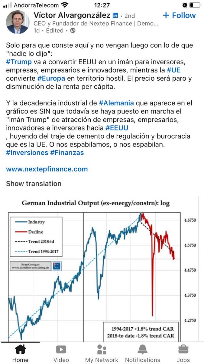 “…Huyendo del traje de cemento de regulación y burocracia que es la UE. 
O nos espabilamos o nos espabilan.”