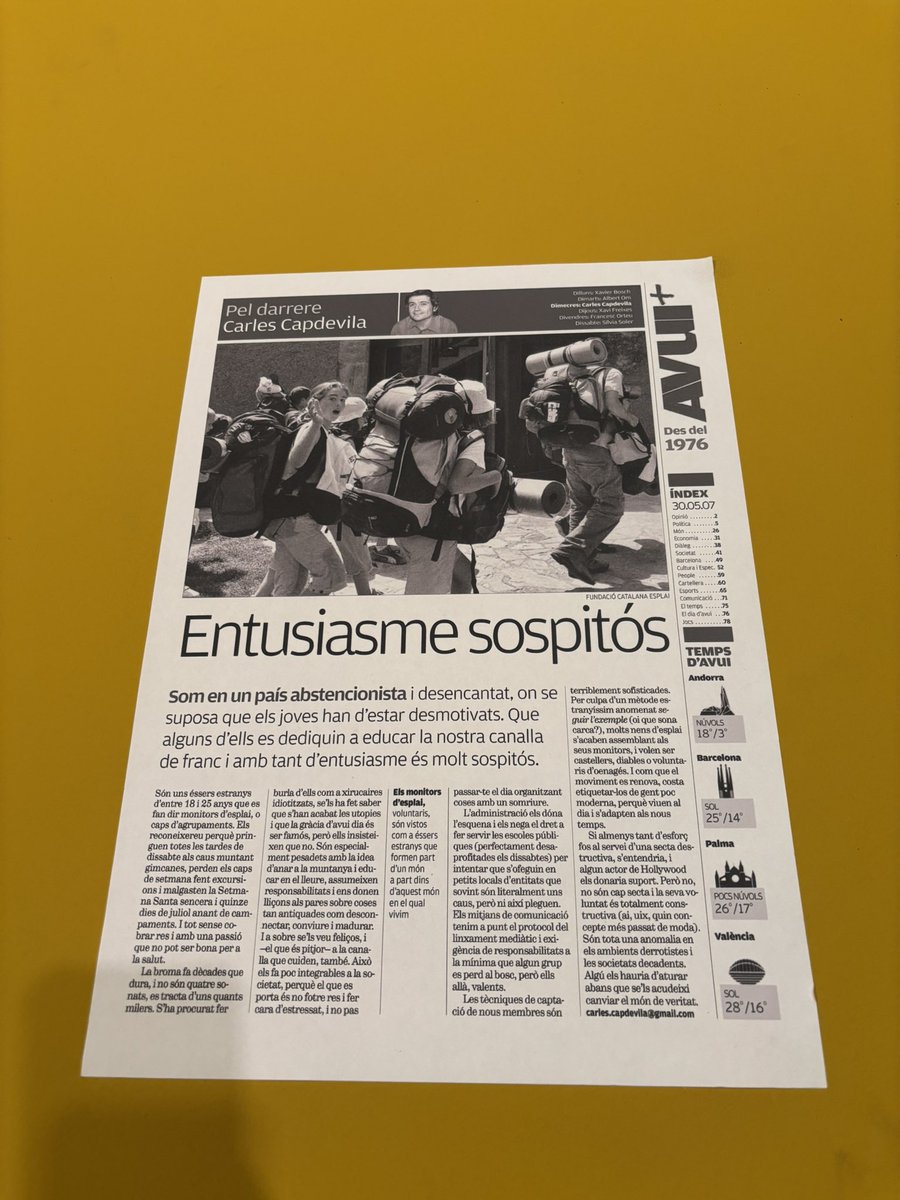 “Són tota una anomalia en els ambients derrotistes (…) algú els hauria d’aturar abans que se’ls acudeixi canviar el món de veritat” Carles Capdevila.

Exposició que et fa reviure els anys d’Esplai i valorar el “currículum” que ens fa ser qui som #culaterra
