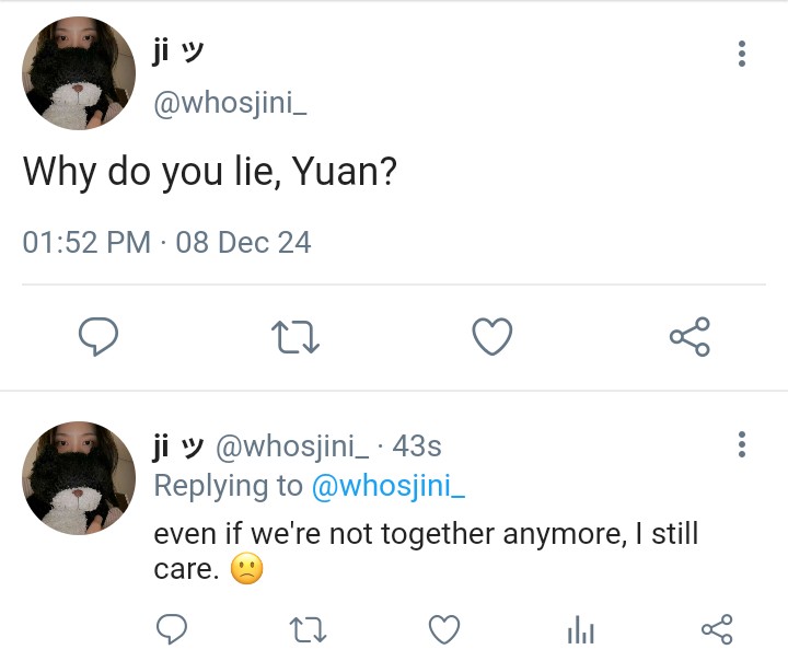 jjuyoonvv's tweet photo. ‘Differences.’
— A Rivalz × Yukaz English AU wherein Jini (🐻) looks at Yuan's (🐆) posts about her new girlfriend, Mona (🐹). But quickly notices differences.
#IZNA #ILLIT #YUNAH #MOKA #BANGJEEMIN #SAKAIMOKA #AU https://t.co/CGPy0fa6Pe