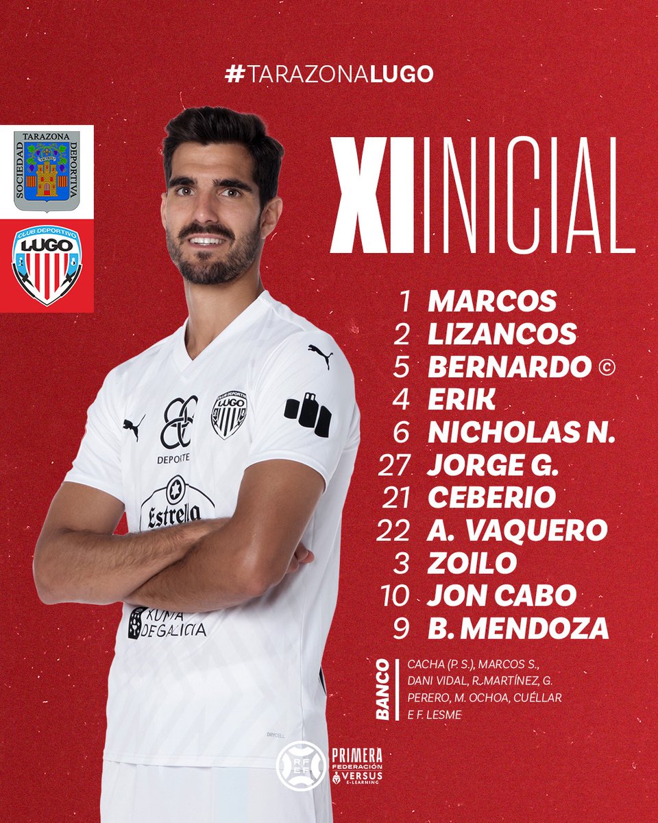 CDeportivoLugo's tweet photo. 👥 𝗔𝗟𝗜𝗡̃𝗔𝗖𝗜𝗢́𝗡 | Este é o 𝐗𝐈 𝐈𝐍𝐈𝐂𝐈𝐀𝐋 de @lolonomara para medirnos á @SDTarazona!
#TarazonaLugo
#ForzaLugo https://t.co/0A0pH8pN4a