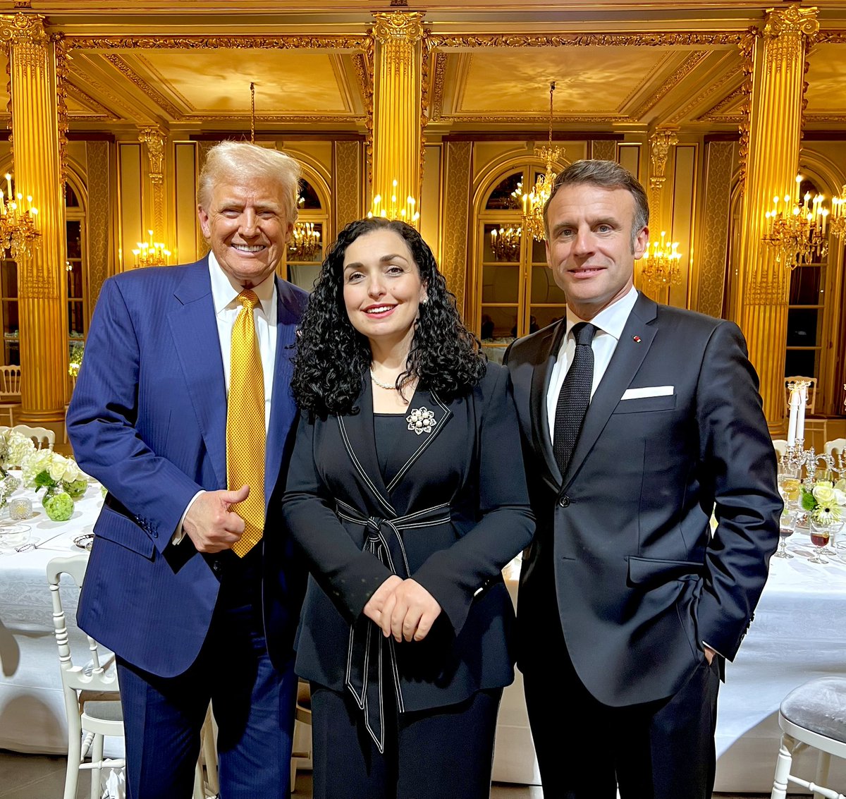 VjosaOsmaniPRKS's tweet photo. While in Paris, it was an honor to meet President @realDonaldTrump and congratulate him on his victory on behalf of the people of Kosovo. I also reaffirmed our commitment to strengthening our alliance.

We rely on strong U.S. leadership as we work together to promote peace, security, and prosperity in our region and beyond. 🇽🇰🇺🇸