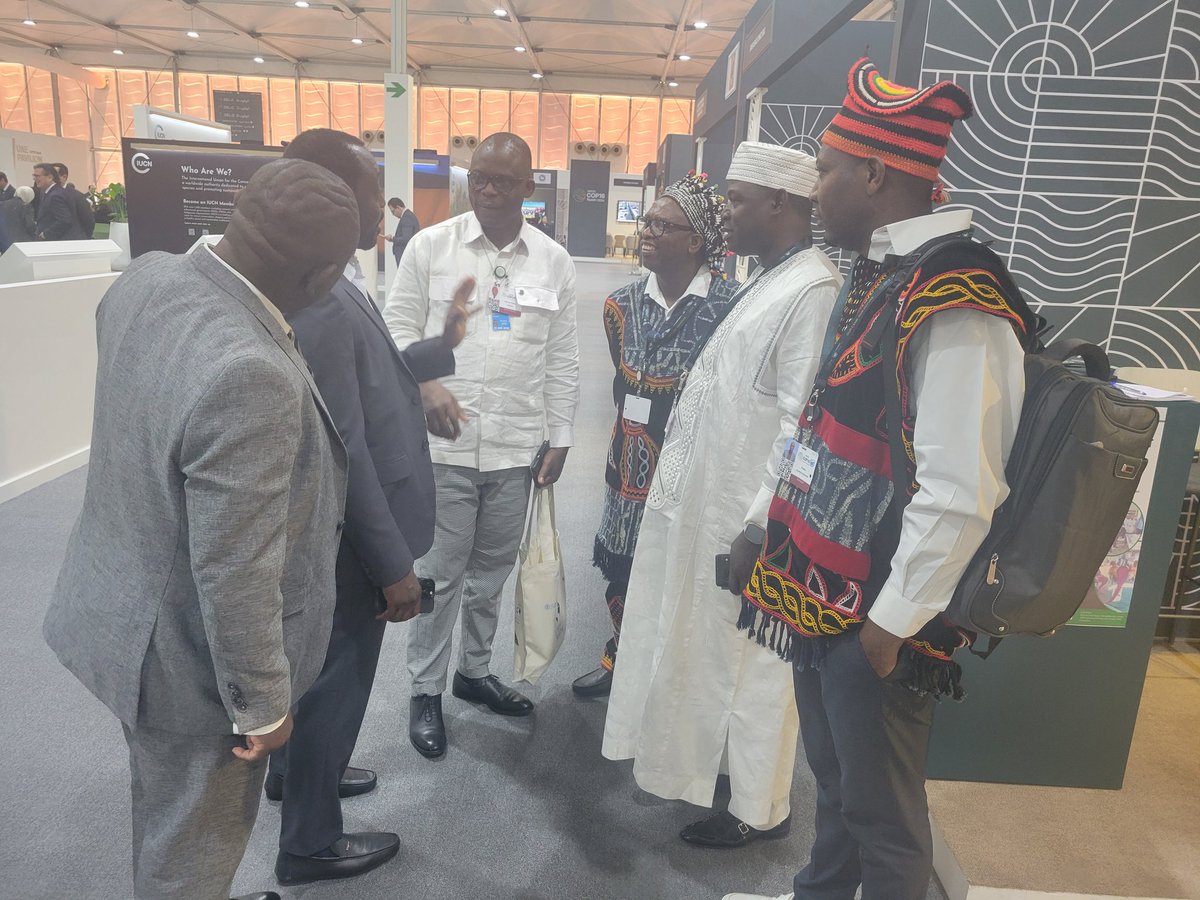 SundayGeofrey5's tweet photo. At @UNCCD COP16, I had the opportunity to engage with #CMR unccd Focal point Dr. #Payang of @Minepded1 alongside other CSO leaders @nnoko_harrison CEO of #AJESH & @charlesbalogoun chair of UNCCD CSO Panel. Stakeholder engagement is critical in advancing restoration efforts. https://t.co/LgKjOUKEre