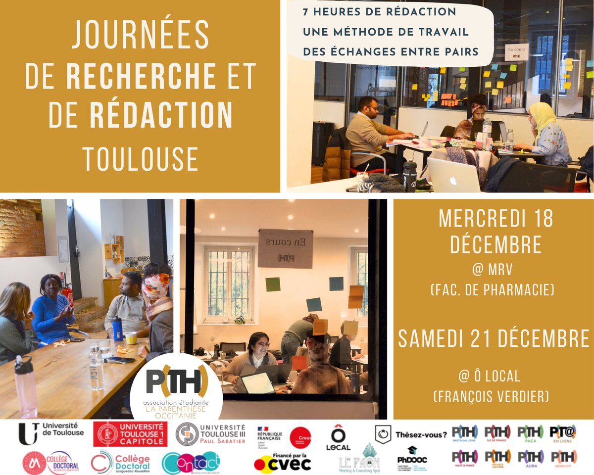 📚À Toulouse, retrouvons-nous pour deux journées de recherche et de rédaction le 18/12 📍 à la MRV et le 21/12 📍 Ô’Local !
📅18/12 : bit.ly/3Zug4hc
📅 21/12 : bit.ly/3ZkXd8i
💸 Et c'est gratuit pour les adhérent.e.s ! Pour adhérer : urlz.fr/g7OU