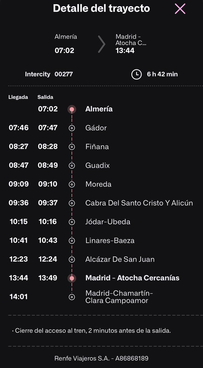 juanjosecano's tweet photo. Años esperando la puesta en funcionamiento de este intercambiador @oscar_puente_. Y meses el S730.
VAMOS A TARDAR EXACTAMENTE LO MISMO en llegar a #Madrid desde #Almería, casi 7h, además llegamos 1h más tarde. De ahí vendrá el ahorro de 10€ el billete, por PERDER TODA LA MAÑANA. https://t.co/lIqbCkEL9F
