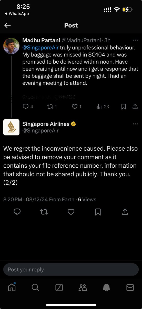 MadhuPartani's tweet photo. @SingaporeAir I deleted the old post on your request. But please need a proper resolution for the same. https://t.co/VDuhyvbExA
