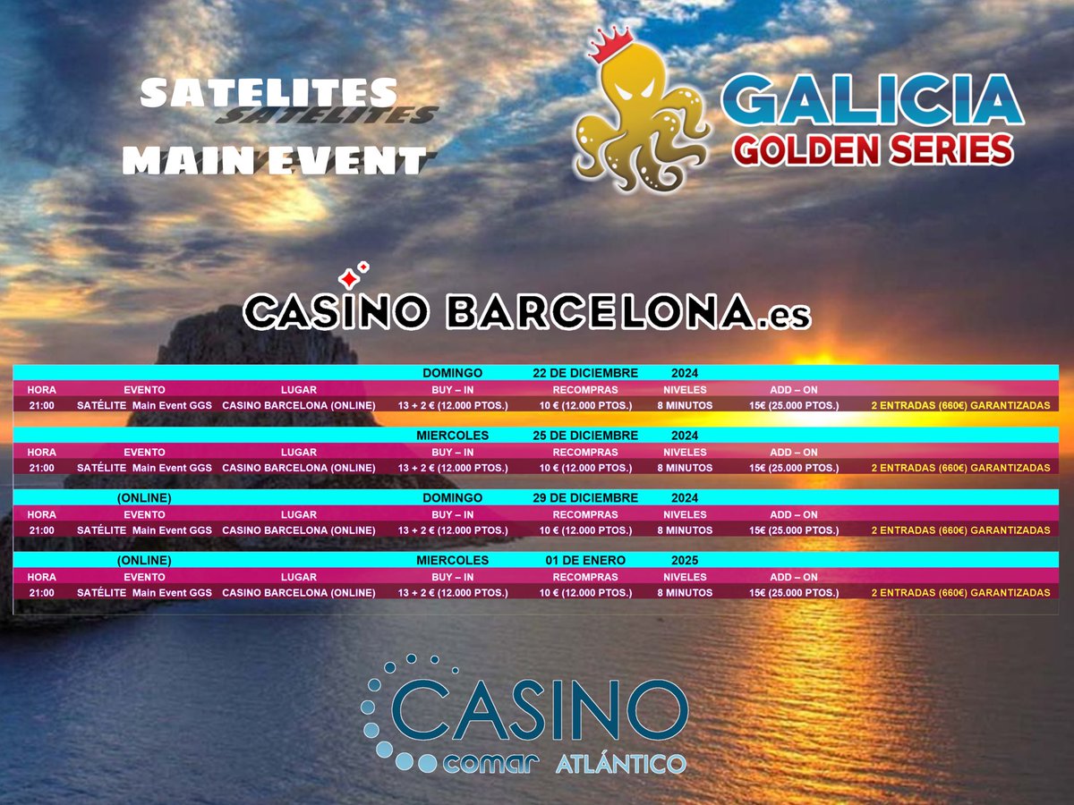 PokerGallego's tweet photo. Reserva fechas para la 🐙🎉 #Fiesta del 08 al 12 de Enero en el @casinoatlantico .
- Nueva temporada con LigaGGS25 , HIGH ROLLER … y muchas novedades …
🐙#GaliciaGoldenSeries 🐙
¿ Te lo vas a perder ?
#Fiesta #Galicia #liada #Amigos #Ganas #de #Poker #Allin #LigaGGS25 #HighRoller @chakee699