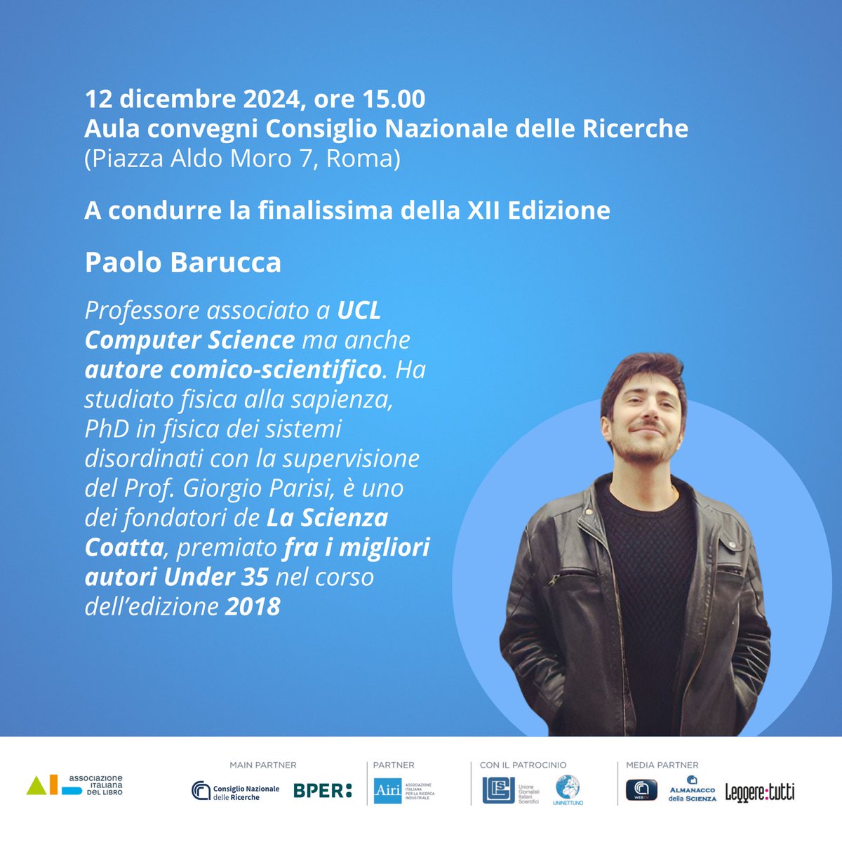 📚La cornice della finalissima sarà l’Aula Convegni del CNR di Roma. A condurre la manifestazione orientata a divulgare la cultura scientifica attraverso un concorso rivolto alle migliori produzioni editoriali sull’argomento, sarà Paolo Barucca. <a href="/CNRsocial_/">CNR Consiglio Nazionale delle Ricerche</a> <a href="/BPER_Banca/">BPER Banca</a>