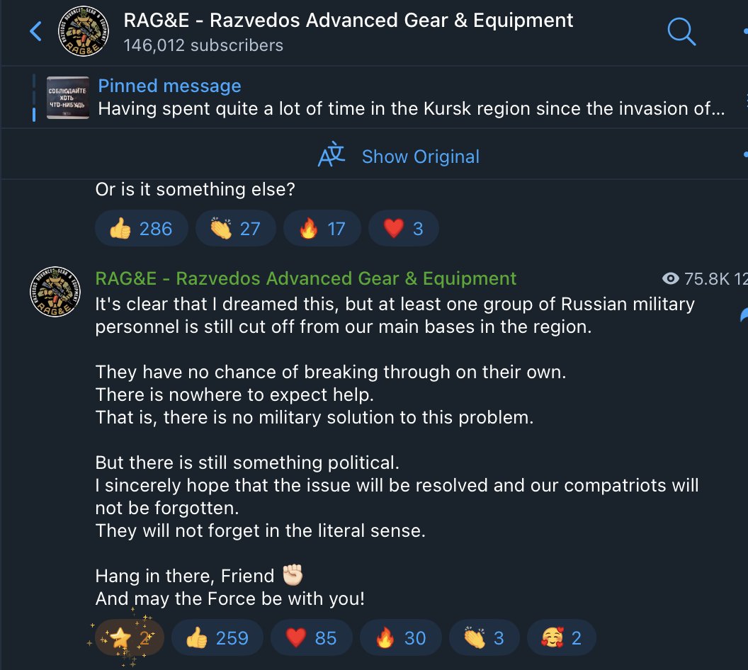 Russian military blogger Razvedos reports that there are groups of Russian soldiers in Syria who are surrounded with no chance of escape.
