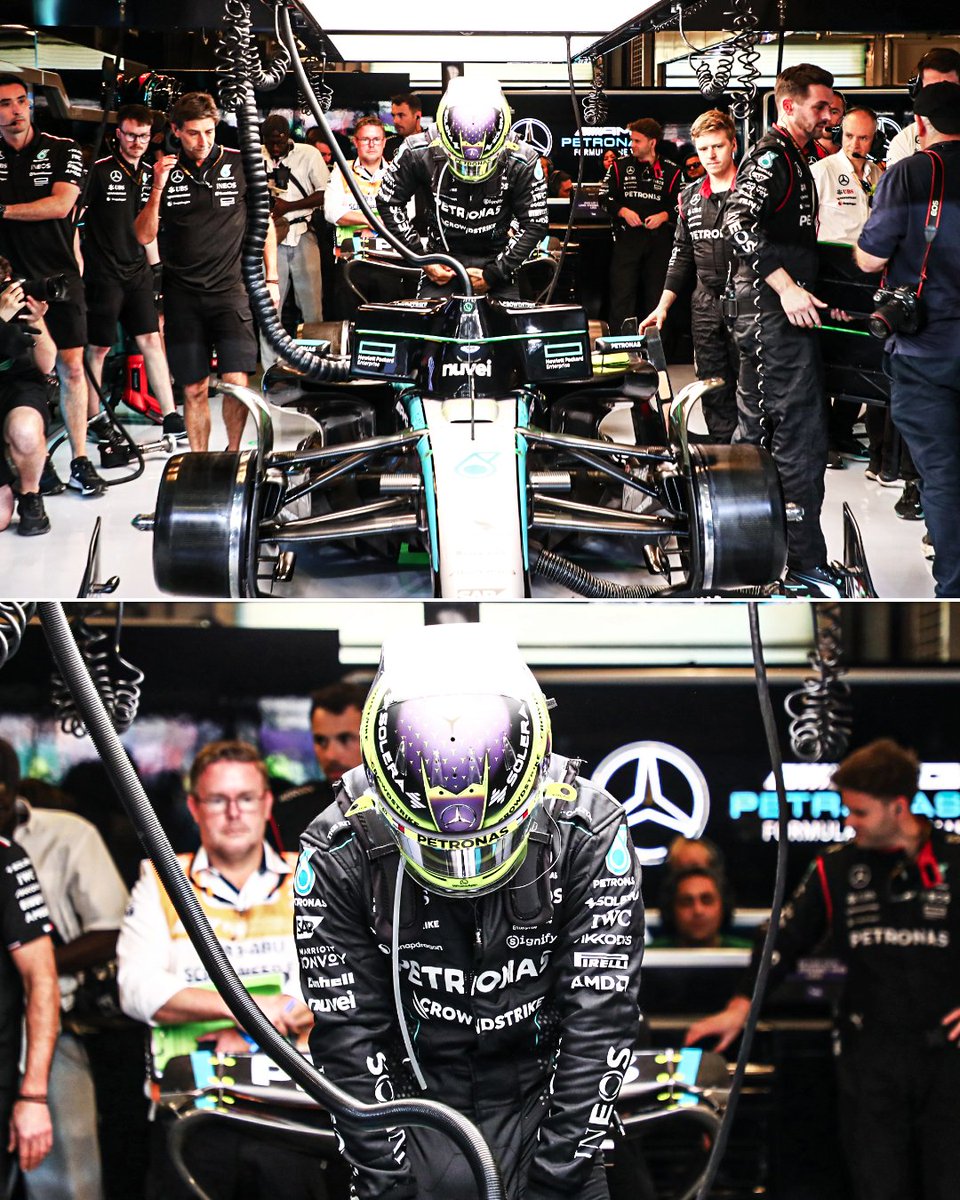 Lewis climbs into the Mercedes for one last time 🥹