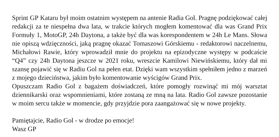 GPiotrowicz66's tweet photo. Pragnę podziękować @Radio_Golpl za te wspaniałe niecałe 2 lata!

Tymczasem zaraz ruszamy z GP Bubu Zubi, więc wpadnijcie na kanał na YouTube na relację z wyścigu!
#f1pl #viaf1 #rgf1 https://t.co/U0JuW6cwyd