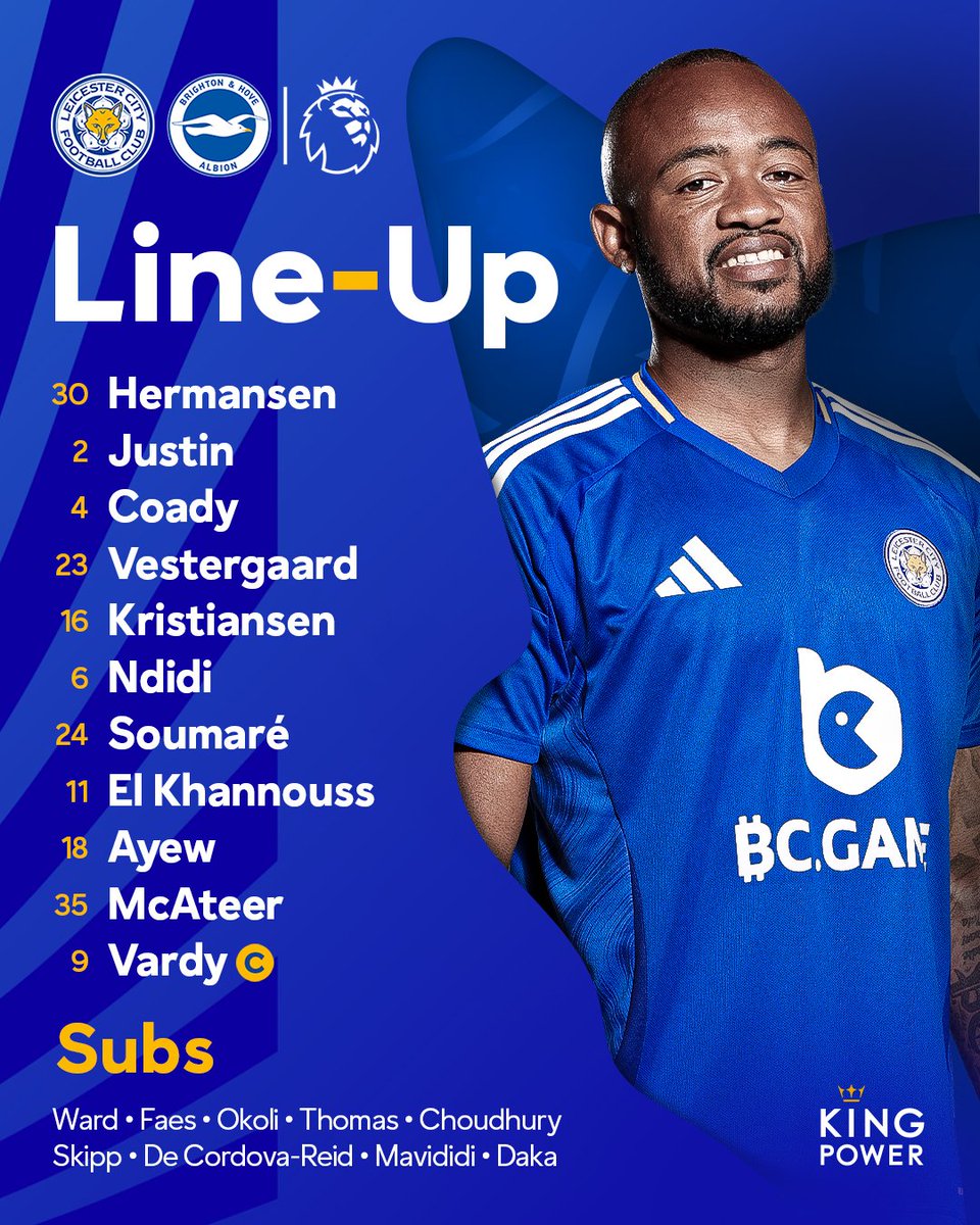cuzcuzverde's tweet photo. Our XI for today. Come on Foxes #LCFC 🦊💙
#LCFC #leicestercity #LEIBRI #ruud #rvn #kota #enzo #kawasaki #jleague #premierleague #Nistelrooy #takai #jeremy #cfc #mcfc #Guardiola #maresca #LEIBHA #Brighton #BHFC #KINGPOWER https://t.co/03SwshmQK3
