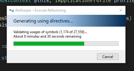 Mike_E_angelo's tweet image. The most impressive #refactoring feature of @ReSharper is its namespace renaming. It is very high-quality, and no matter what I throw at it, it always works without any exceptions or errors (even if it does take a while sometimes, but I am more than OK with this).