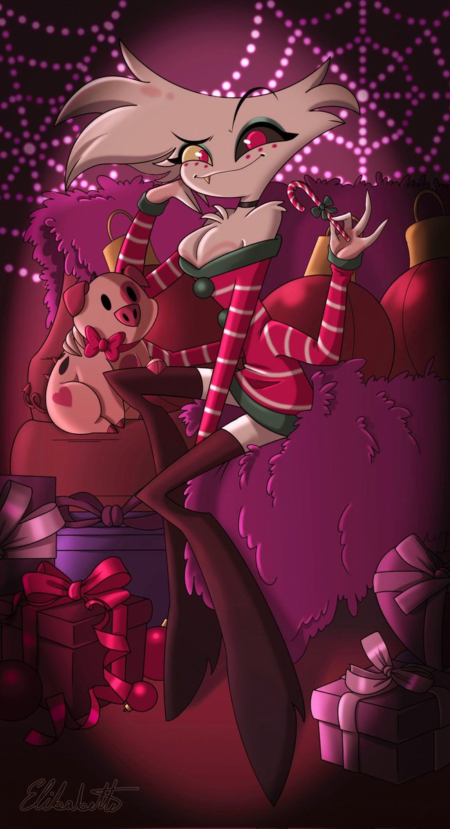ElibabetteO's tweet photo. We need to talk more about this outfit.
I love it too much, I couldn't not draw it🎄🎁🍭✨

#angeldust #fatnuggets #hazbinhotel https://t.co/WhdnMIjpSw