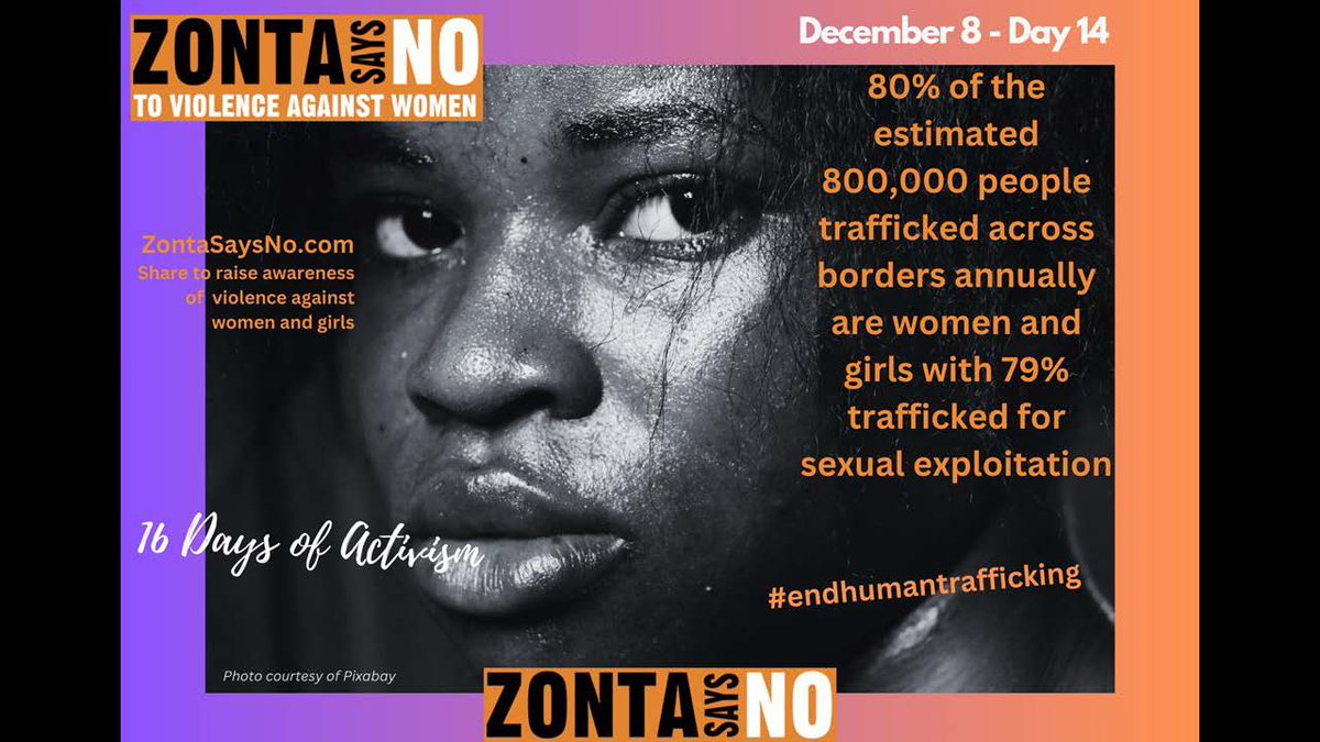 80% of the estimated 800,000 people trafficked across borders annually are women and girls with 79% trafficked for sexual exploitation
#ZontaD4  #ZontaSaysNO 
<a href="/ZontaD4/">Zonta District 4</a>  @ZontaSaysNO  <a href="/ZontaIntl/">Zonta International</a>