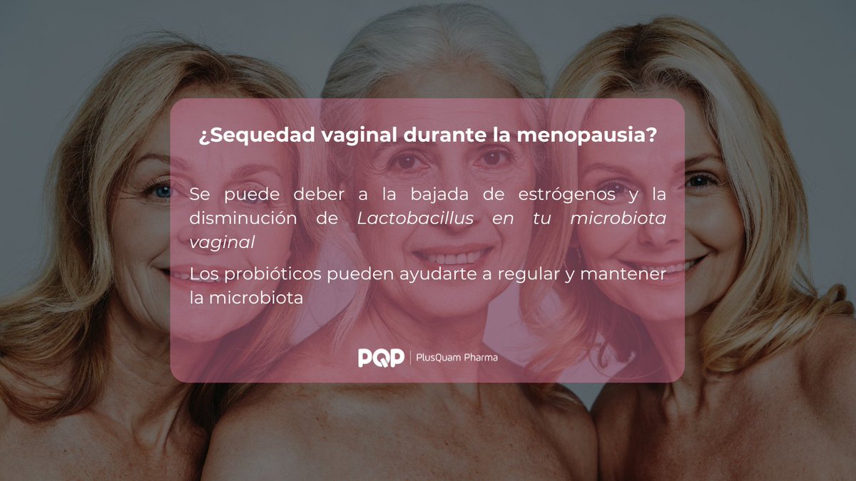 PlusQuamPharma's tweet photo. La sequedad vaginal puede ser una de las consecuencias de la menopausia.

Durante esta etapa la cantidad de Lactobacillus de la microbiota vaginal disminuye a consecuencia de la bajada de estrógenos y esto provoca sequedad vaginal. 
.
.
.
#menopausia #mujer #salud #pqp https://t.co/RfdwzBJgCc