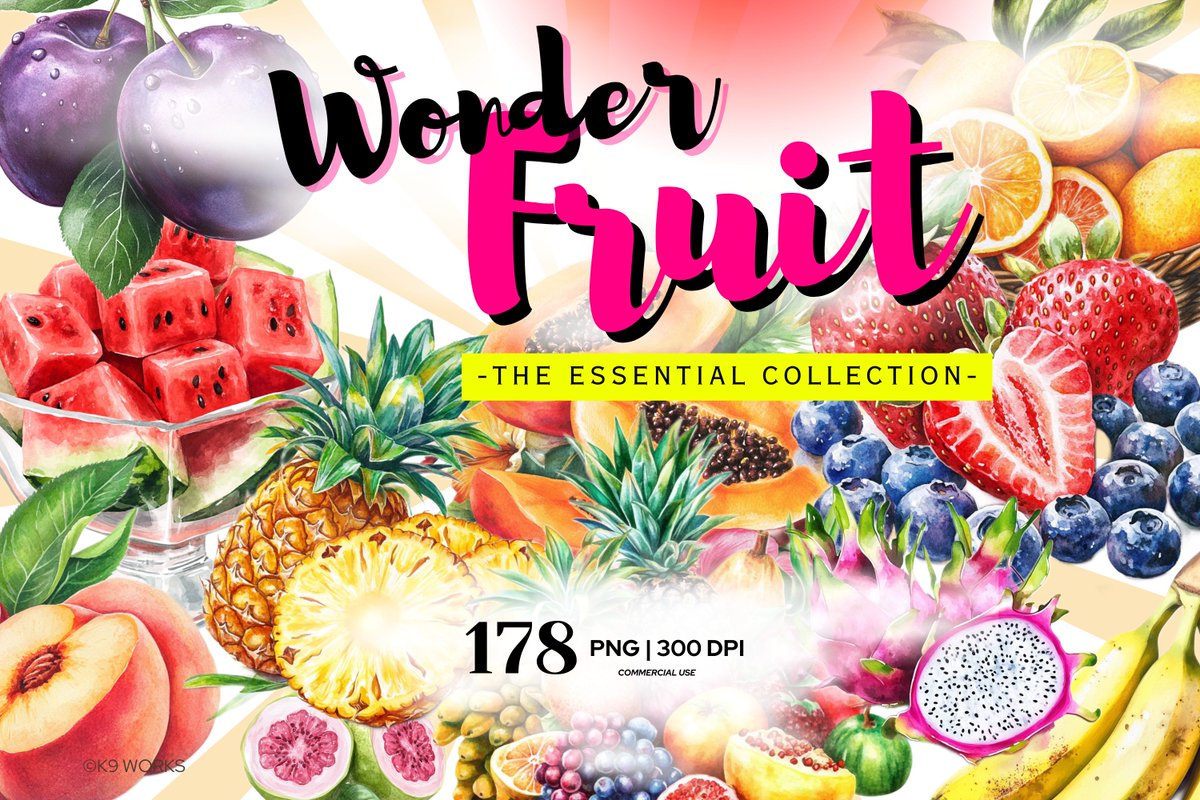K9WorksTH's tweet photo. ❤️[#MustHave] ❤️ #Watercolor Wonder Fruit Clipart PNG Bundle Set – The Essential Collection
Super VALUE!!!! 178 PNG | 300 DPI and very Beautiful
.
https://t.co/C8RwglauIR
.
#Art #Fruits #Decor #ClipArt #Promotion #CreativeFabrica #DigitalDownload https://t.co/4ITkNV7VZ3