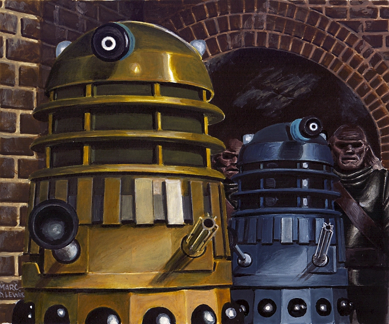MarcDLewisArt's tweet photo. "The Dalek conquest of the planet Earth must not be reversed." ๐ค
(Acrylic Paints on Paper)
#DayOfTheDaleks #Daleks #Ogrons #DoctorWho #DrWho #DWfanart #Painting #TraditionalArt #Illustration https://t.co/ODZ878DgsE