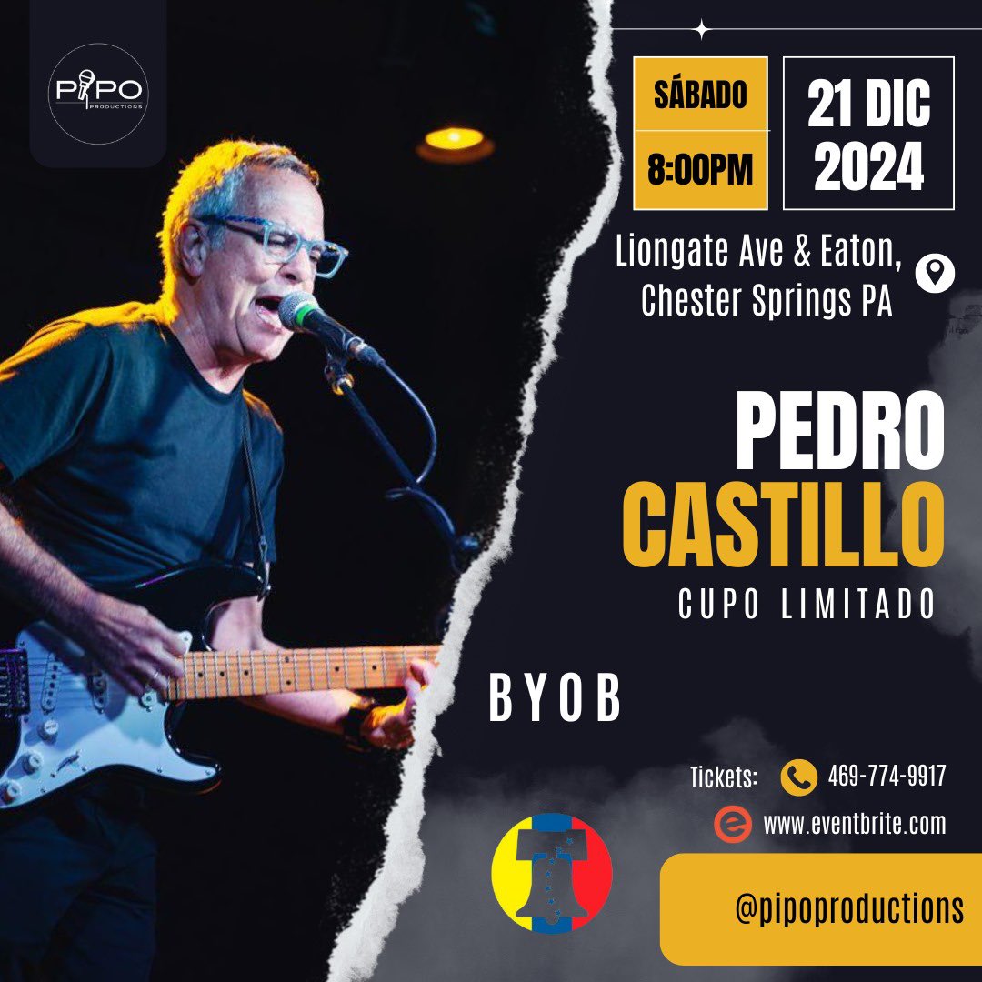 cdvphilly's tweet photo. Pedro Castillo, compositor y ex-miembro de famoso grupo #Aditus estará en el área el próximo 21 de Diciembre, cupo limitado. Usa el código ‘CASAVZLAPHILLY’ y recibes $5 de descuento. 

https://t.co/k7JYUSbA0u

@PipoProduction1 #diasporavenezolana https://t.co/pZUFqcyIGP