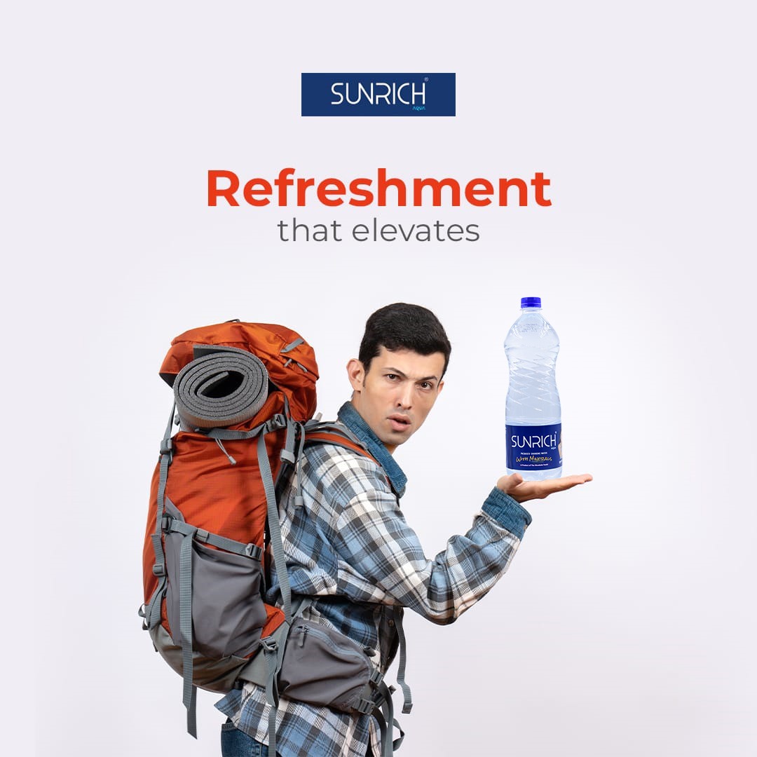 SunrichAqua's tweet photo. Quench your thirst for adventure! Whether you're scaling mountains or conquering the urban jungle, SunrichAqua water elevates your refreshment experience. Stay hydrated, stay refreshed, 
.
.
#sunrichaqua #packageddrinkingwater #mineralwater #bestdrinkingwater #drinkpure #livemore https://t.co/eK5HJaZH3C