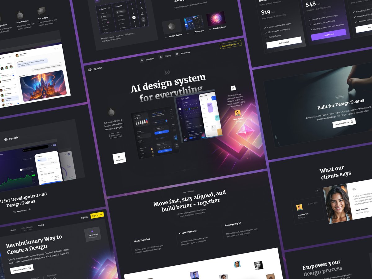 Upwave_UI's tweet photo. Glad to announce a new web (UI) kit for websites and landings: Squarix!

10 Pages and 95+ Components.  

No rounded corners at all.

Speed up your next launch:
https://t.co/pSQqo96wNk https://t.co/bdWlHBj9tJ