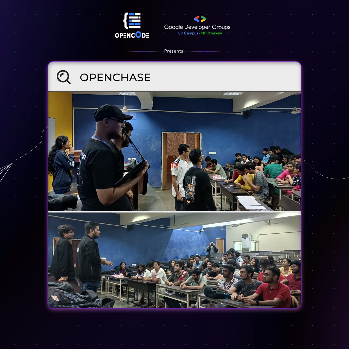Opencode_NITRKL's tweet image. OpenChase at Innovision '24 was an unforgettable experience! 🚀 The hybrid treasure hunt brought an incredible turnout, with participants solving puzzles and racing across campus. The energy was unmatched. Here’s to more thrilling events ahead! 🙌✨ #treasurehunt #tech #Community