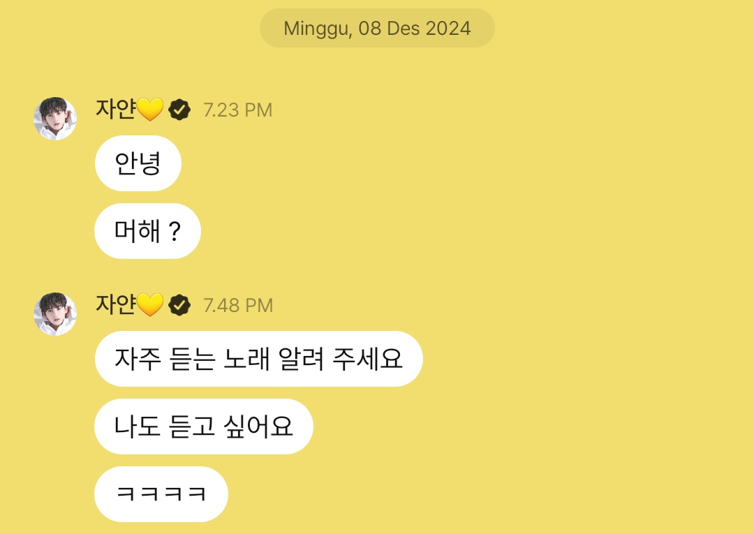 forZayyan's tweet photo. "Halo"
"Lagi apa?"
"Tolong kasih tau aku lagu yang sering kamu dengarkan"
"Aku ingin mendengarnya juga"
"Hahahaha"

#ZAYYAN #XODIAC #자얀 #소디엑 https://t.co/BqUUokZyxm