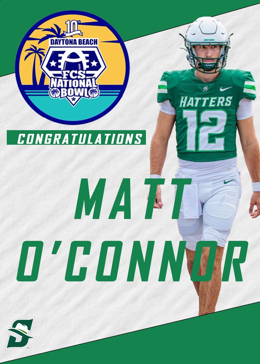 Stetson Football (@stetsonfootball) on Twitter photo Congratulations to <a href="/_moconnor12/">Matt O'Connor</a> on playing and competing in the <a href="/FCSBOWL/">TRILLION FCS BOWL</a> #HATATTACK Congratulations to <a href="/_moconnor12/">Matt O'Connor</a> on playing and competing in the <a href="/FCSBOWL/">TRILLION FCS BOWL</a> #HATATTACK