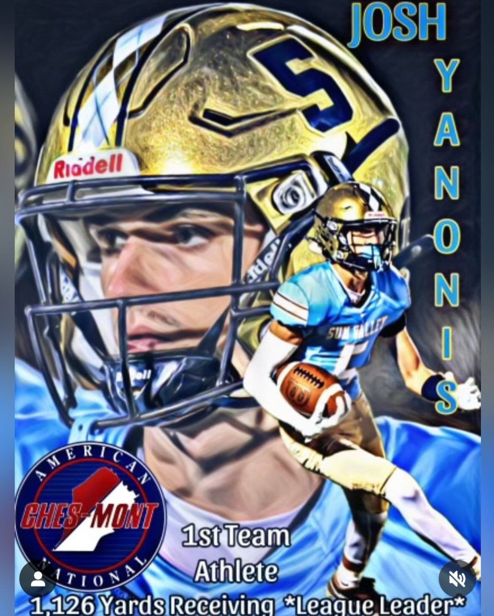Kevin Steinmetz (@coachsteinmetz) on Twitter photo Congrats to Josh Yanonis , 1st Team All Ches-Mont! League leader with 1126 receiving yds.
hudl.com/v/2QbdU0
6'4 170lb WR
Sun Valley HS.
<a href="/JoshYanonis/">Josh Yanonis</a>
<a href="/CaryMoyer/">Cary Moyer D2🏈.com PSAC Columnist</a> @PRZPAvic <a href="/PAPrepsRivals/">PA Preps</a> <a href="/DTMattSmith/">.</a> <a href="/PaFootballNews/">Pennsylvania Football News</a> <a href="/DELCOFootball/">#DelcoFootball</a> Congrats to Josh Yanonis , 1st Team All Ches-Mont! League leader with 1126 receiving yds.
hudl.com/v/2QbdU0
6'4 170lb WR
Sun Valley HS.
<a href="/JoshYanonis/">Josh Yanonis</a>
<a href="/CaryMoyer/">Cary Moyer D2🏈.com PSAC Columnist</a> @PRZPAvic <a href="/PAPrepsRivals/">PA Preps</a> <a href="/DTMattSmith/">.</a> <a href="/PaFootballNews/">Pennsylvania Football News</a> <a href="/DELCOFootball/">#DelcoFootball</a>