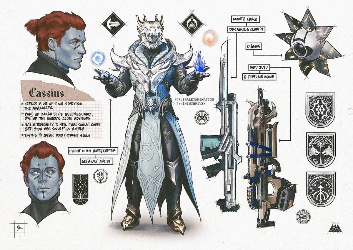 ninthriven's tweet photo. Cassius Field Guide for Haley ✨

#Destiny2 
#Destiny2Art https://t.co/ZAxK3SmkSU