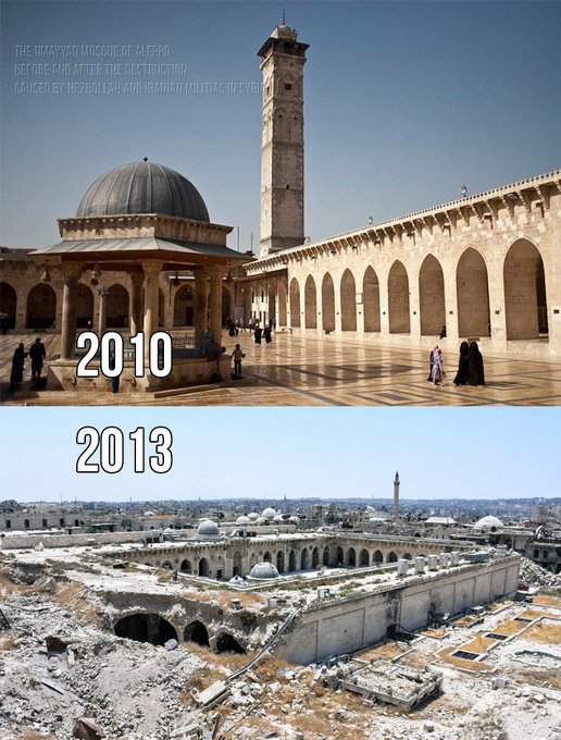 This Umayyad Mosque In Aleppo was destroyed by Hezbollah and shia militia in 2013.

#Syria #بشار_الأسد #Damascus #fallofdamascus