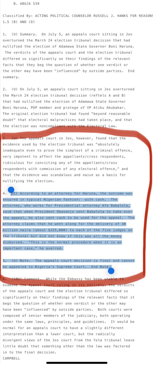 Chief Afe  Babalola’s chickens are coming home to roost! Facts are now emerging that, in fact, the reputation they are using the <a href="/PoliceNG/">Nigeria Police Force</a> to protect doesn't exist. Here is a Wikileaks' US government cable detailing how Chief Afe and former President Obasanjo bought a Court of