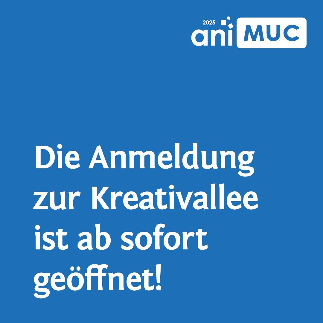 Du möchtest deine Werke auf der aniMUC 2025 ausstellen und mit deinen wunderbaren Kunstwerken etwas bunter machen? Dann ist unsere Kreativallee genau der richtige Ort für dich!
Bewerbe dich einfach bis zum 5. Januar 2025 über unsere Homepage. 
Alle Infos: animuc.de/vormeld/#k