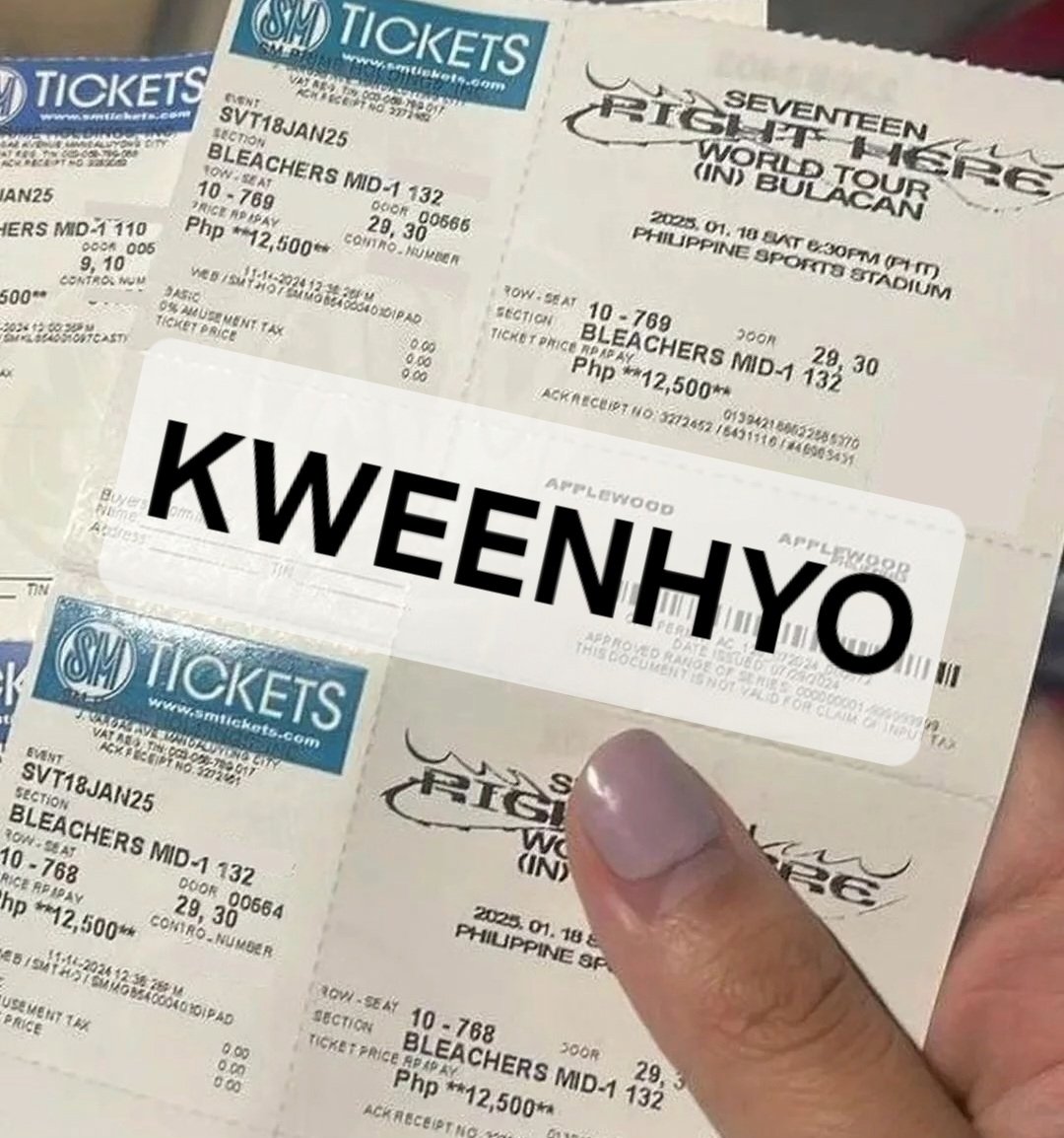 _kweenhyo's tweet photo. lfb wts
Seventeen Right Here in Bulacan Day 1
1 pc Bleachers Mid 110 or 132
We bought 4 tix (2 each section) thru TA but 3 nalang kami matutuloy 🥺

Above SRP coz bought thru TA.
DM me

#svt_right_here_in_manila
#SVT_RIGHT_HERE_IN_BULACAN https://t.co/XvyzQvzJeb