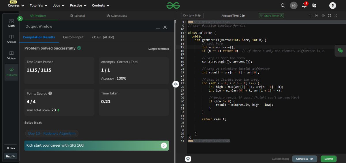 sarkar53681's tweet photo. #gfg160 & #geekstreak2024
Today I have successfully completed Day 9 of GFG Challenge 160 days of DSA. The problem was little confusing. Still lots of way to go ahead. #developingskill #DSA #C++ https://t.co/gR5ZIMtHBm