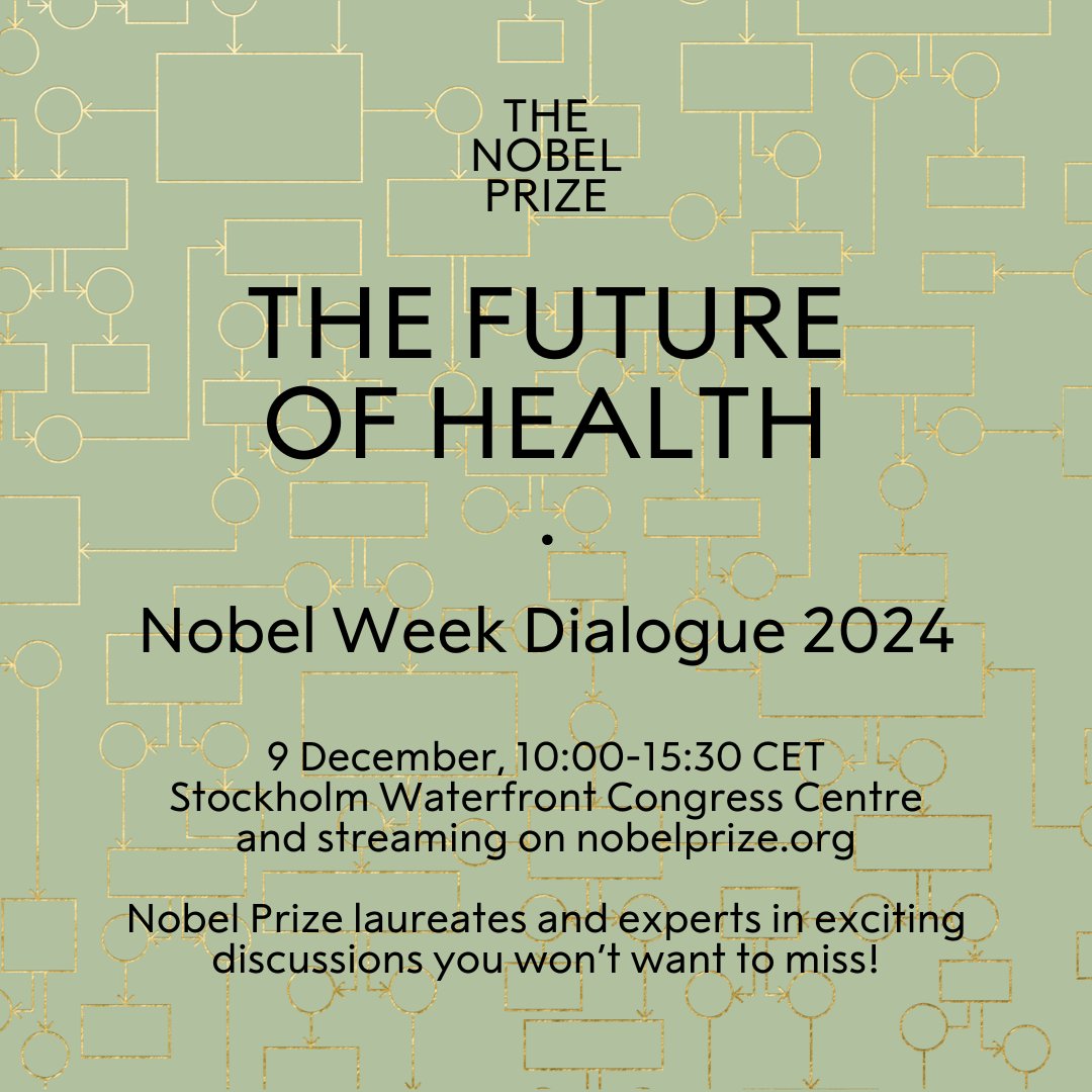 The Nobel Prize (@nobelprize) on Twitter photo Watch the Nobel Week Dialogue live tomorrow, where we ask what the future of health holds – for you, for your family and for the world as a whole. 
Be inspired by Nobel Prize laureates and individuals from across the spectrum of science, society and culture as we delve into Watch the Nobel Week Dialogue live tomorrow, where we ask what the future of health holds – for you, for your family and for the world as a whole. 
Be inspired by Nobel Prize laureates and individuals from across the spectrum of science, society and culture as we delve into