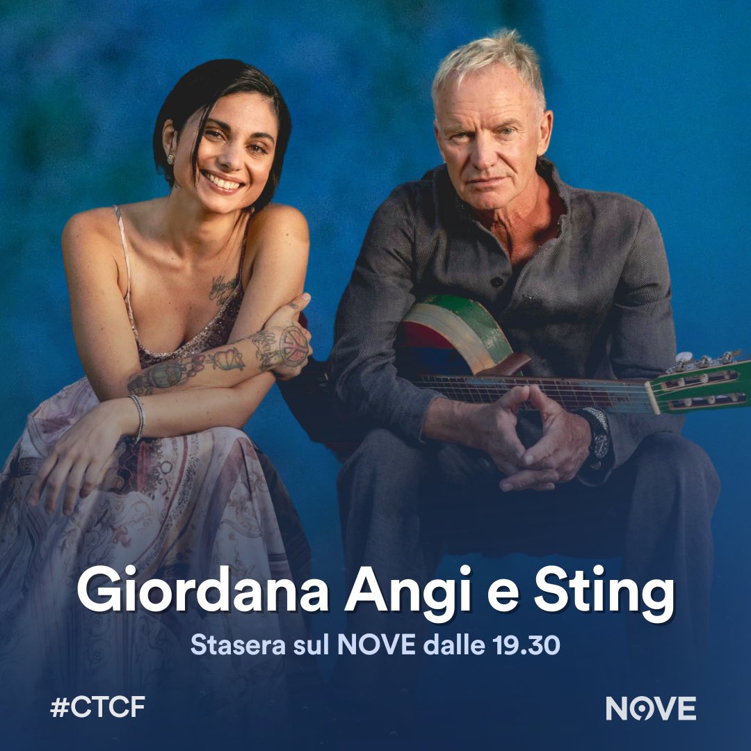 chetempochefa's tweet photo. Amici di #CTCF questa sera non perdetevi la speciale performance di @OfficialSting e @GiordanaAngi sul Nove 🎶 https://t.co/vzyKlyDddk