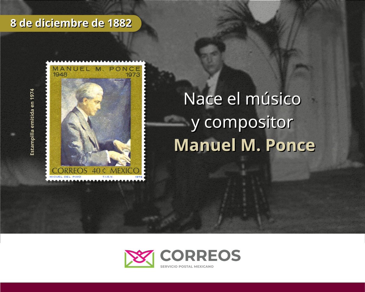 CorreosdeMexico's tweet photo. Con esta estampilla postal, emitida en 1974, rendimos homenaje a Manuel M. Ponce y su invaluable contribución a la música.
Título: Manuel M. Ponce, al piano
Valor facial: Cuarenta Centavos mxp
Diseño: Miguel del Pino
#TimbrePostal #México https://t.co/VOwClIKRtN