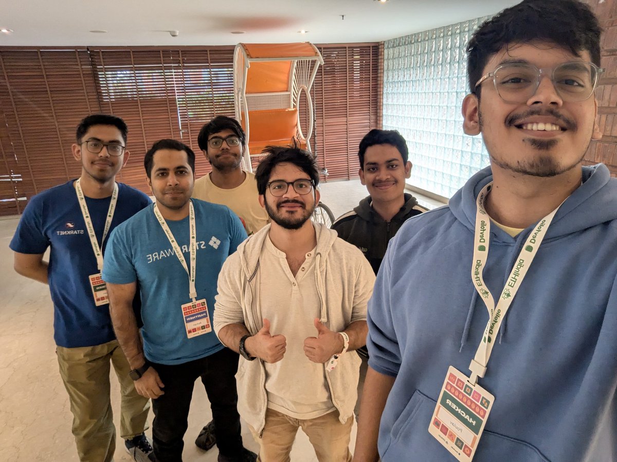impoulav's tweet photo. 2 days 2 international hackathons! 😍❤️
Super stoked to let y'all know that we've won @ETHIndiaco 2024 in the @StarkWareLtd track with our project DevXStark, the first ever no code modular developer platform on @Starknet 🐺
Not gonna stop, only higher 🚀🔥
Cc- @0xrguha @SohamDas_Nemo @sayanp650 @Sayan44444 
Thank you @akashneelesh for being an amazing mentor during these 2 days and always being there 
@RehanNek thank you for coming up and the great insights! Loved interacting with you