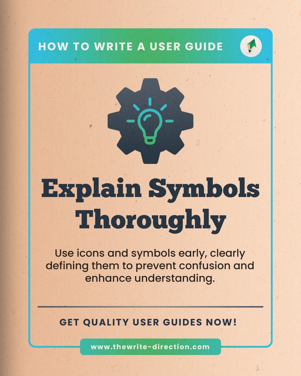 WriteDirection7's tweet image. When writing user guides 📒✍️, make sure to explain icons and symbols early on to avoid confusion and improve understanding. 

🌐 thewrite-direction.com
📞 Book a Call :  calendly.com/info-twd/30min…

#TheWriteDirection #UserGuides #UserManuals #TechWriting #WritingTips
