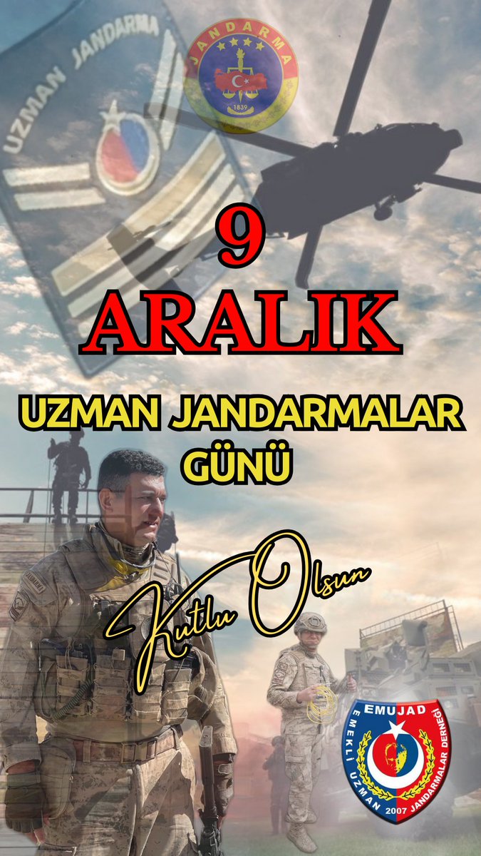 Dünya da eşi ve benzeri olmayan, sadece Türkiye'de  Jandarmaya has bir statü olan Kahraman, Fedakar, Çalışkan #UzmanJandarma'ların 
#9AralıkUzmanJandarmalar günü kutlu olsun. 🇹🇷
 <a href="/EMUJAD06/">EMEKLİ UZMAN JANDARMALAR DERNEĞİ</a>
<a href="/KverSemih/">Semih Işıkver</a> 
<a href="/gurselerol62/">Gürsel Erol</a> 
<a href="/ejderacikkapi/">Ejder AÇIKKAPI🇹🇷</a> 
<a href="/erolkeles23/">Erol Keleş</a> 
<a href="/mahmutnazirli/">Mahmut Rıdvan Nazırlı</a>